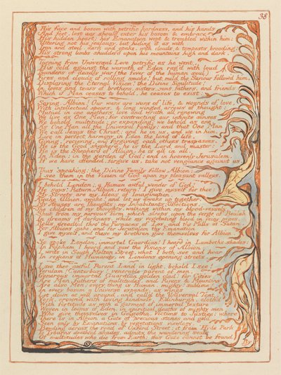 Jerusalem, Plate 38, His face and bosom by William Blake